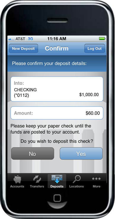 screenshot of submitting a deposit