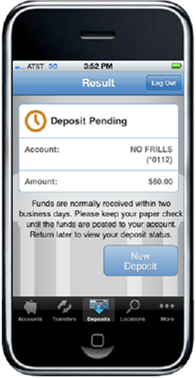 screenshot of deposit pending