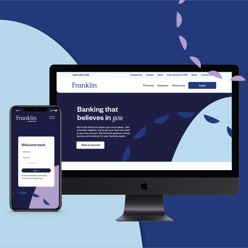 new franklin savings bank brand materials on desktop and mobile